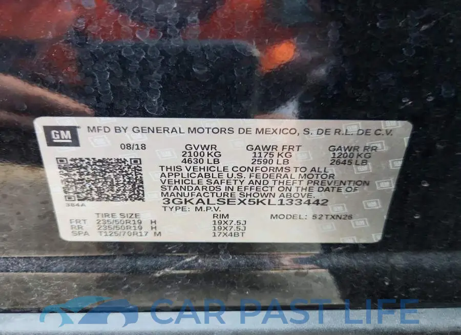 3GKALSEX5KL133442# 13