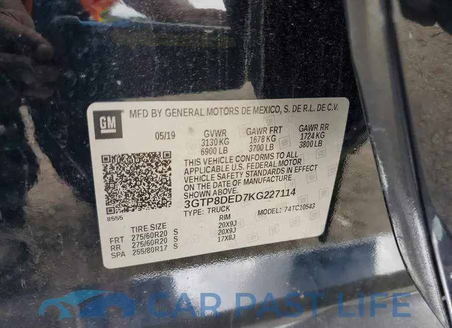 3GTP8DED7KG227114# 12