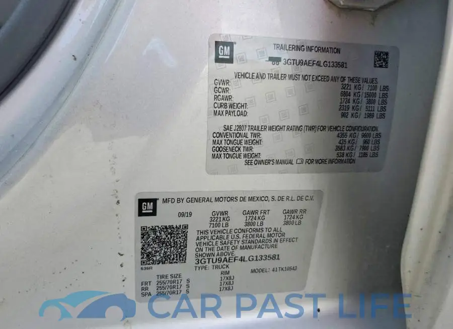 3GTU9AEF4LG133581# 12