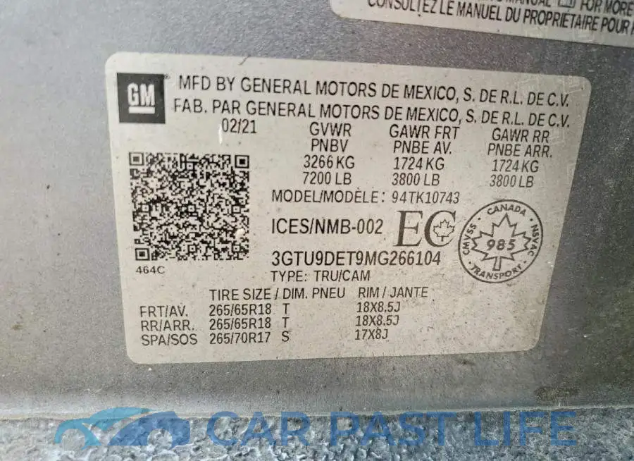 3GTU9DET9MG266104# 12