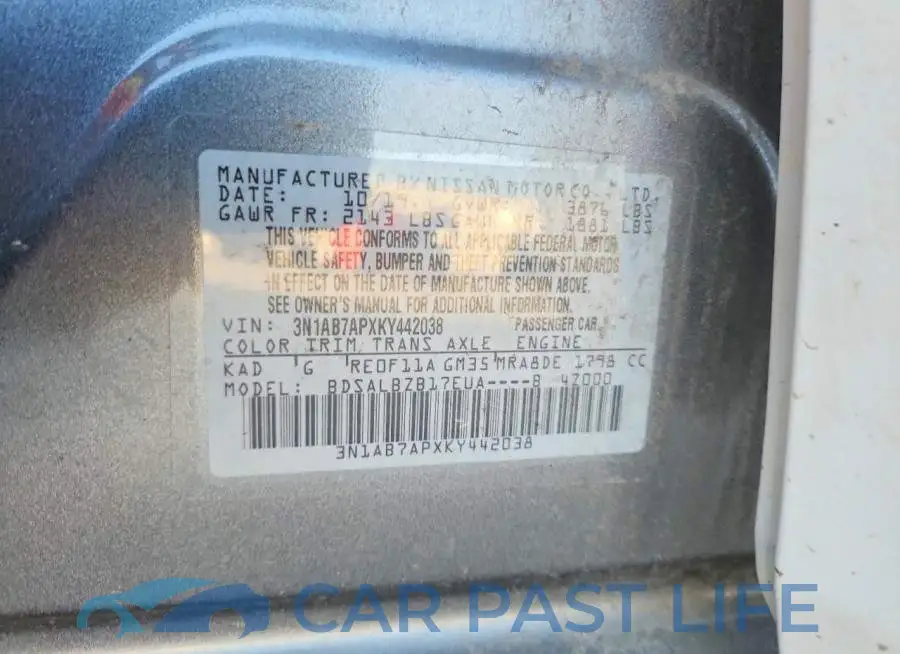 3N1AB7APXKY442038# 12