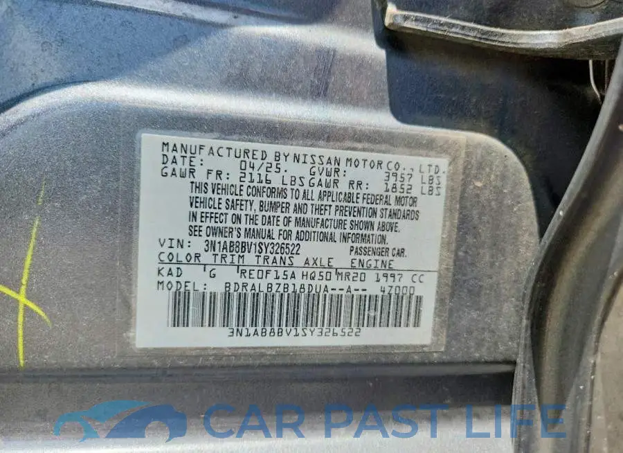 3N1AB8BV1SY326522# 12
