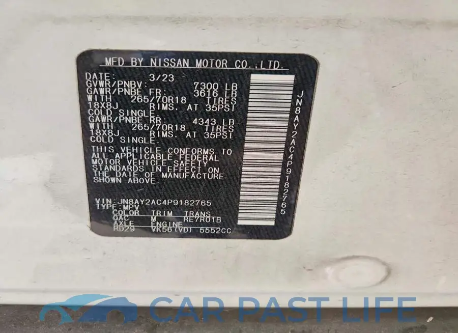JN8AY2AC4P9182765# 13