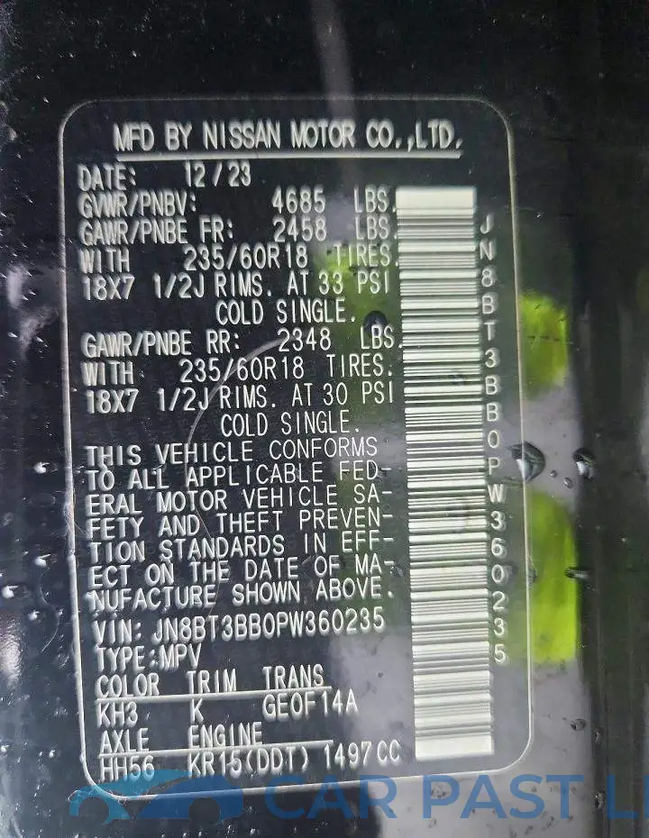JN8BT3BB0PW360235# 13