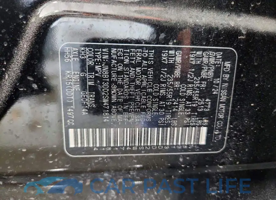 JN8BT3DD2SW471814# 12