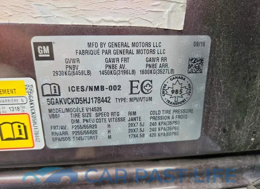 5GAKVCKD5HJ178442# 14