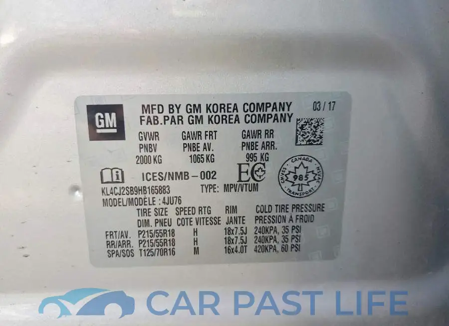 KL4CJ2SB9HB165883# 13