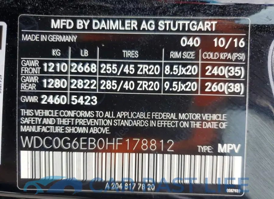 WDC0G6EB0HF178812# 13