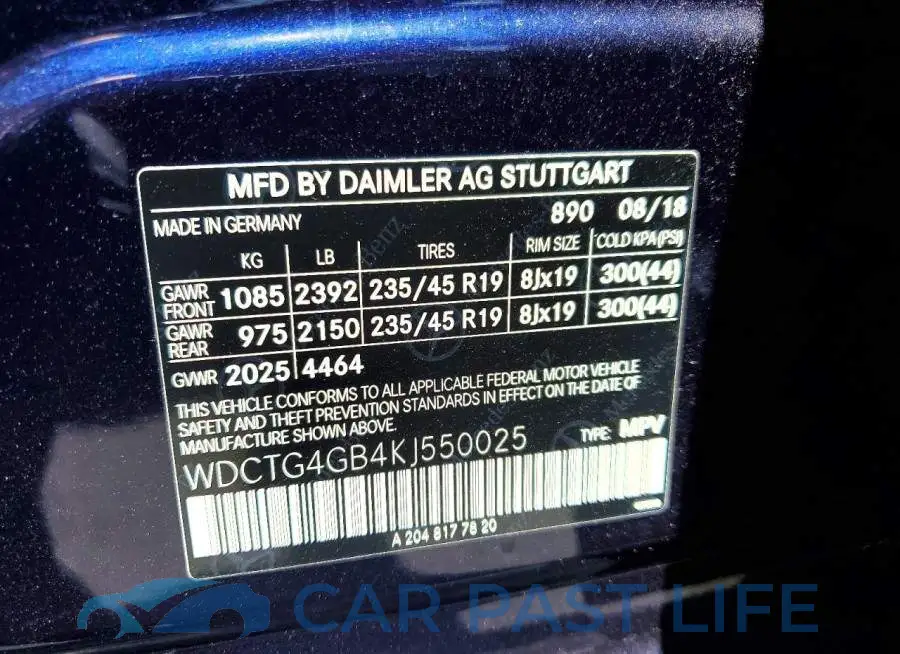 WDCTG4GB4KJ550025# 13