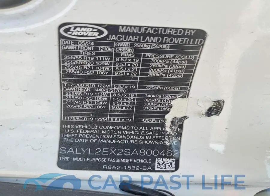 SALYL2EX2SA800462# 13