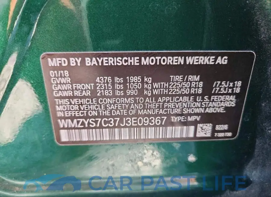 WMZYS7C37J3E09367# 12