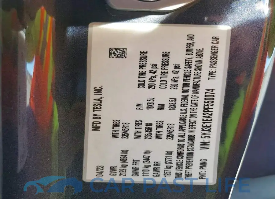 5YJ3E1EA2PF550074# 12