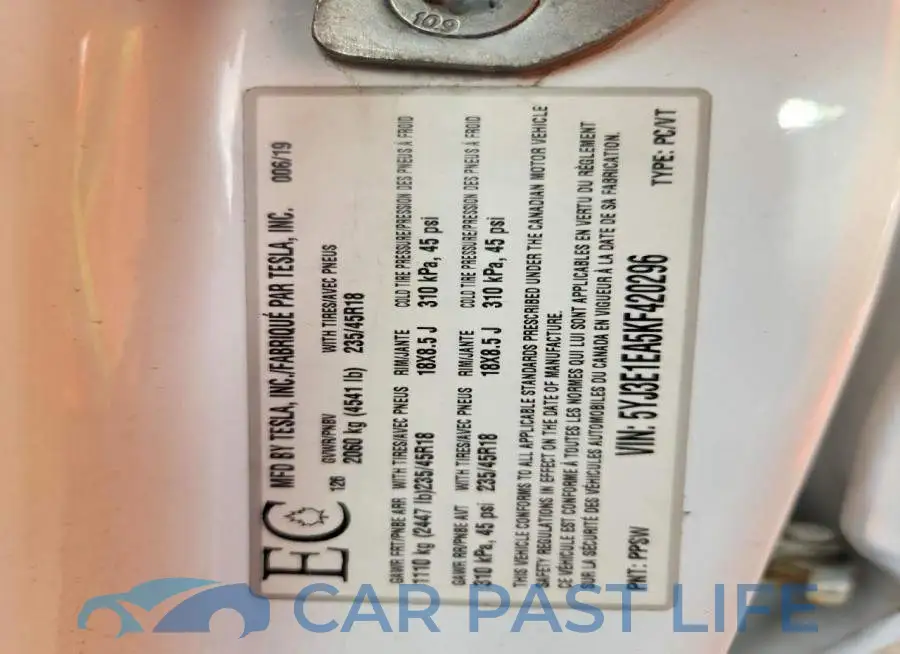 5YJ3E1EA5KF420296# 12