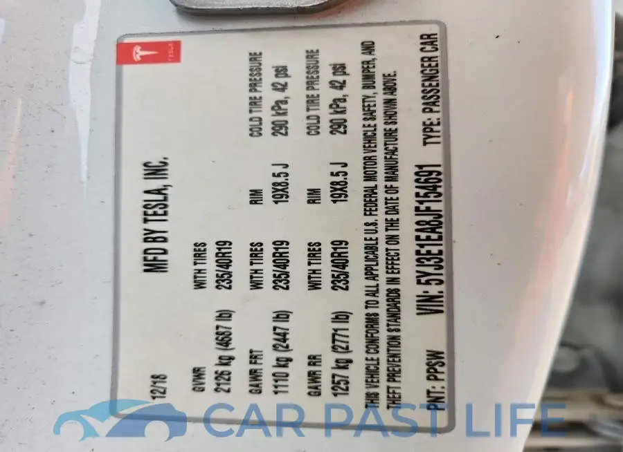 5YJ3E1EA8JF154691# 12