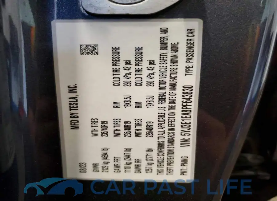 5YJ3E1EA8PF643830# 12