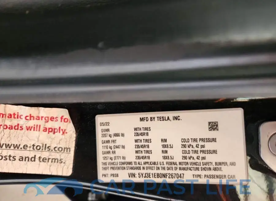 5YJ3E1EB0NF267047# 12