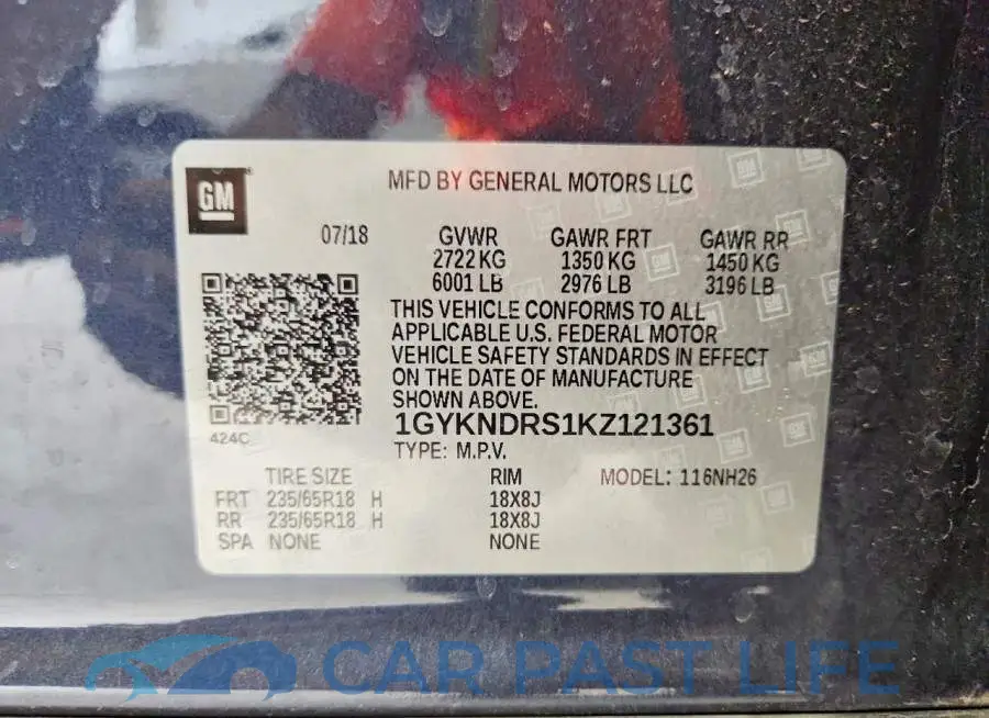 1GYKNDRS1KZ121361# 13
