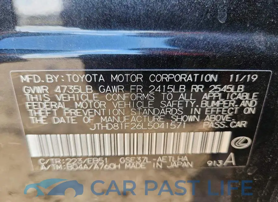 JTHD81F26L5041571# 12