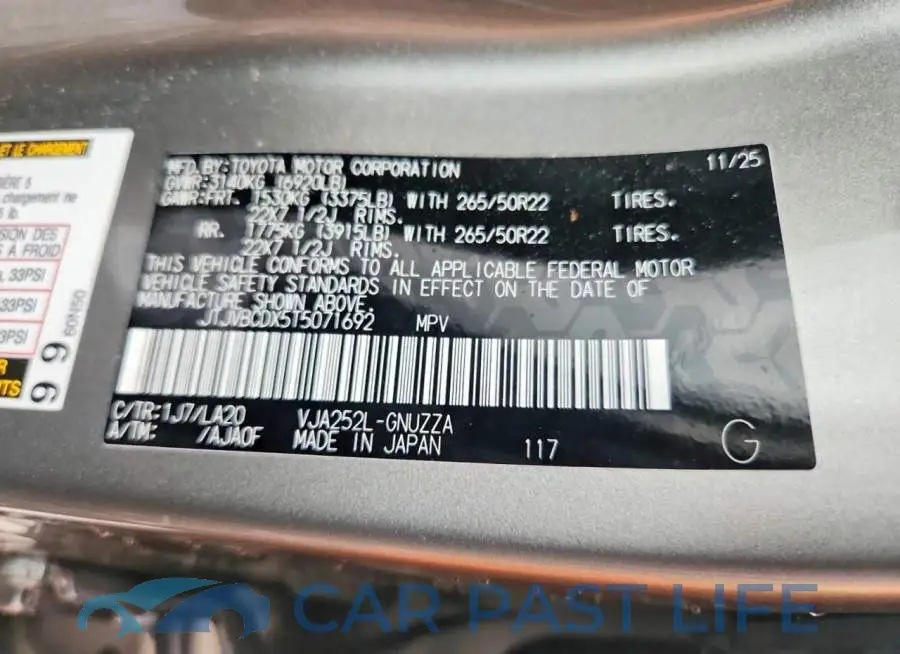 JTJVBCDX5T5071692# 12