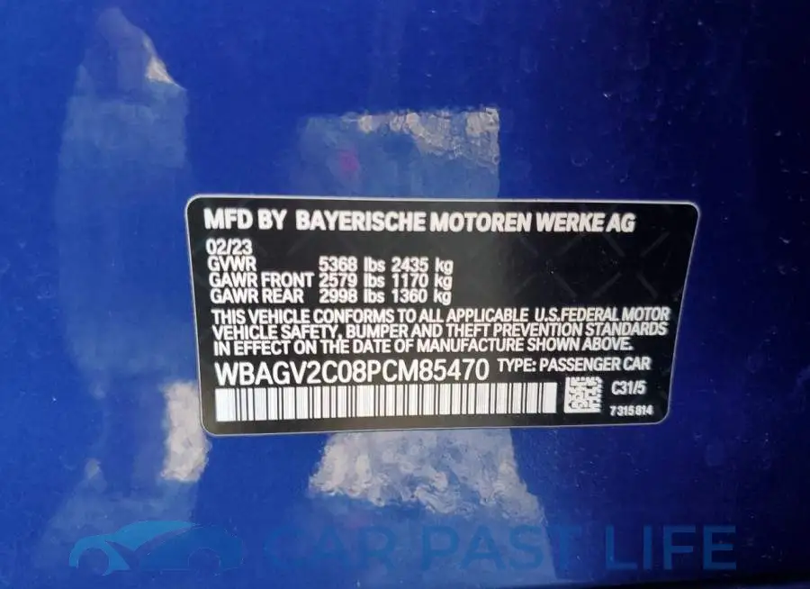 WBAGV2C08PCM85470# 12