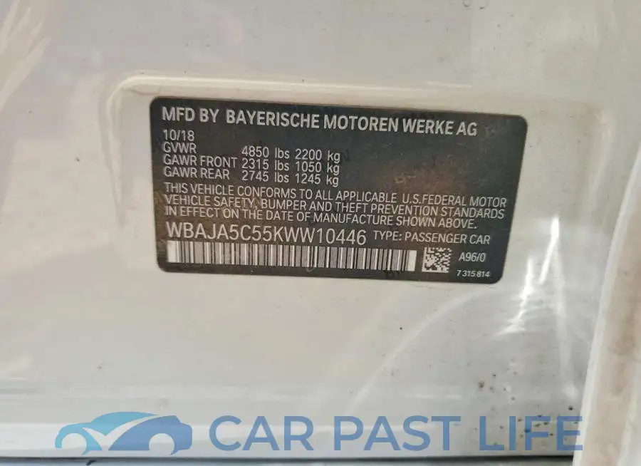 WBAJA5C55KWW10446# 12