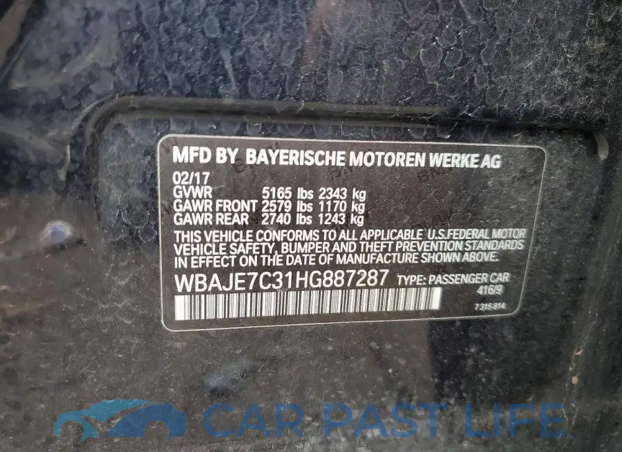 WBAJE7C31HG887287# 12