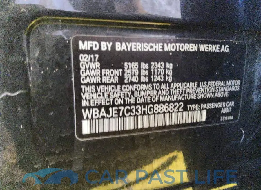 WBAJE7C33HG886822# 12