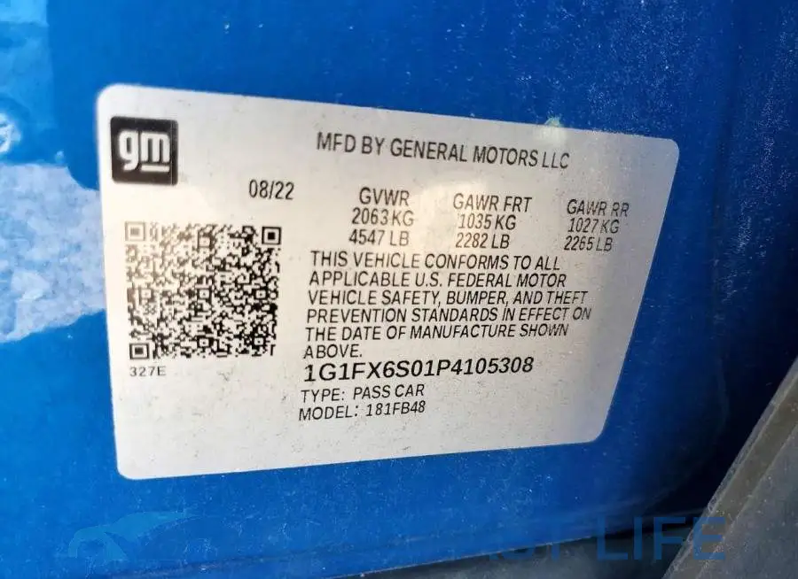 1G1FX6S01P4105308# 12