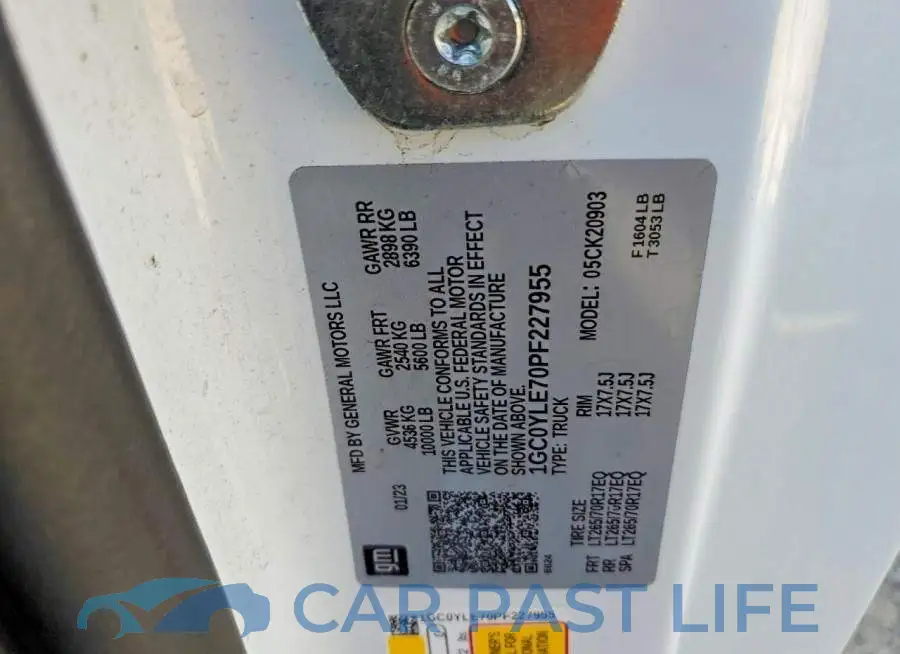 1GC0YLE70PF227955# 13