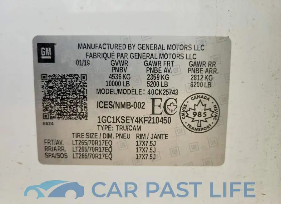 1GC1KSEY4KF210450# 12