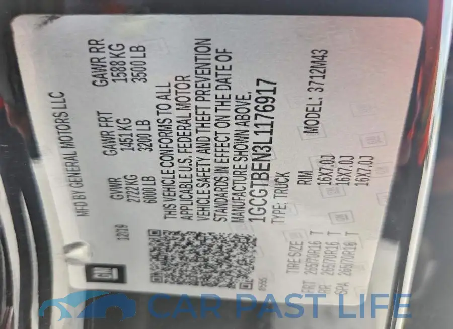 1GCGTBEN3L1176917# 12