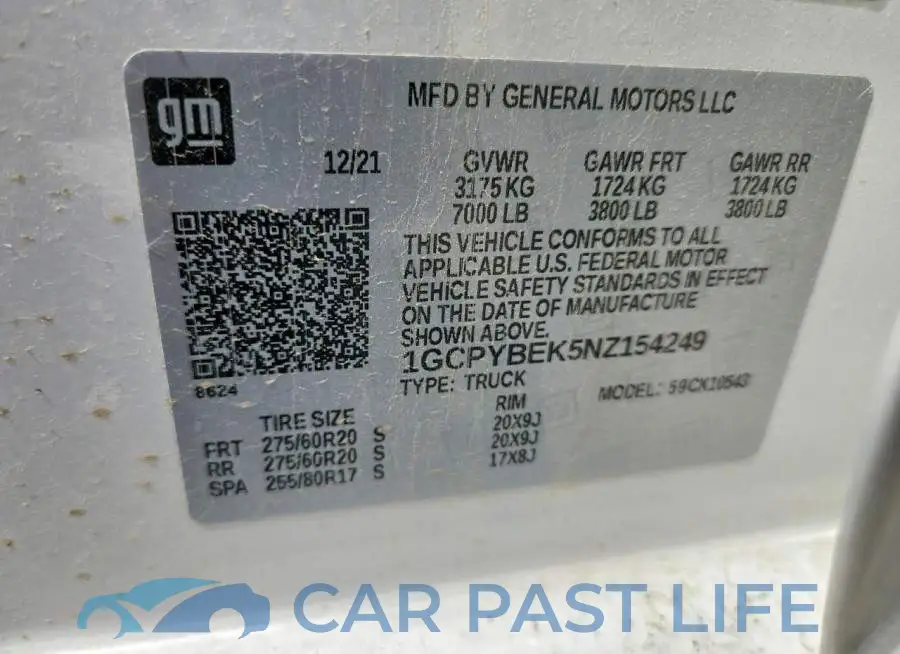 1GCPYBEK5NZ154249# 13
