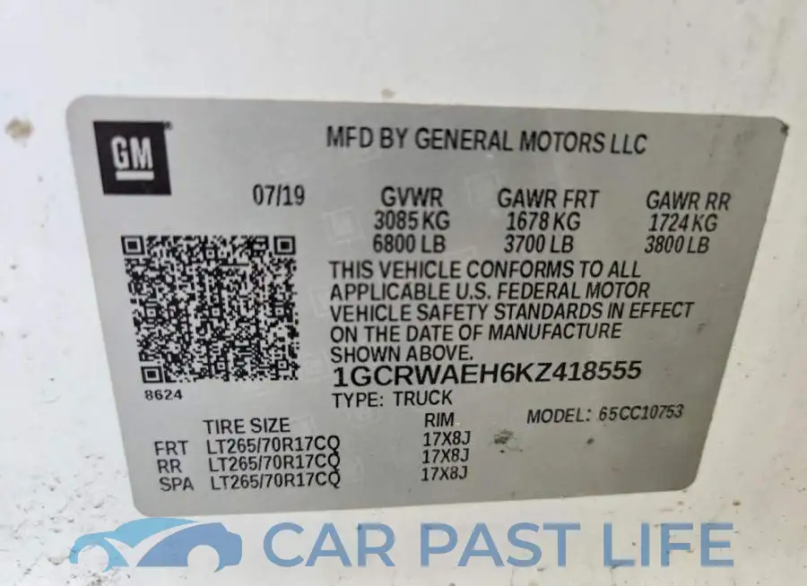 1GCRWAEH6KZ418555# 12