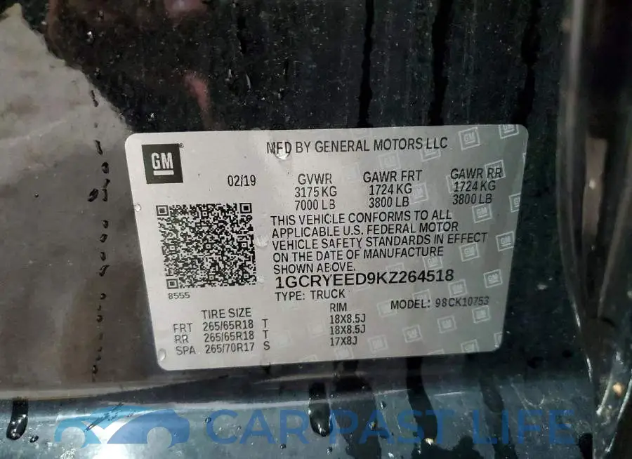 1GCRYEED9KZ264518# 12