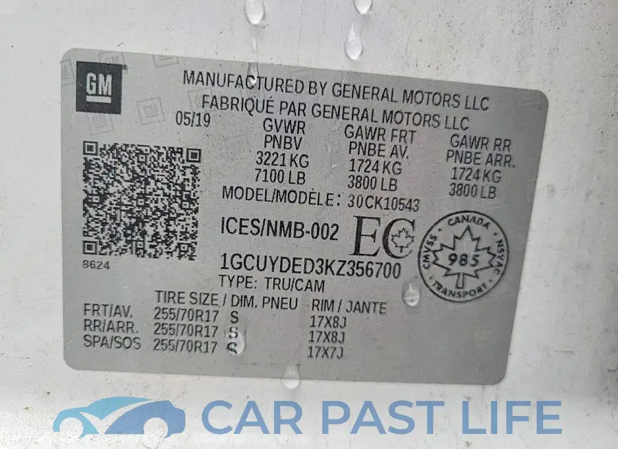 1GCUYDED3KZ356700# 12