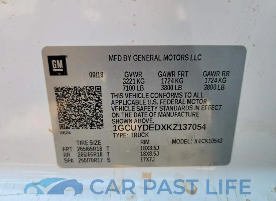 1GCUYDEDXKZ137054# 12