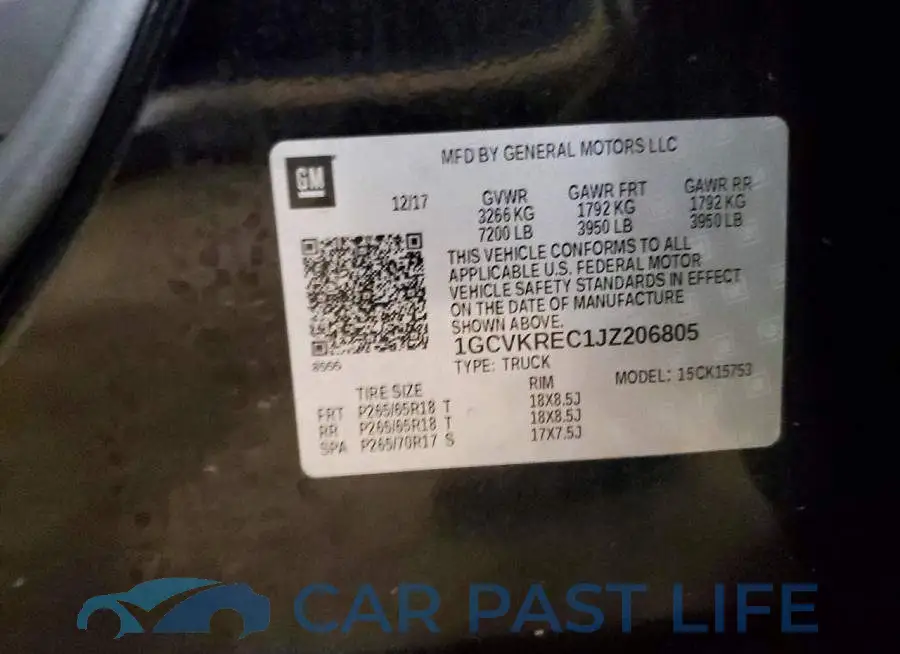 1GCVKREC1JZ206805# 12