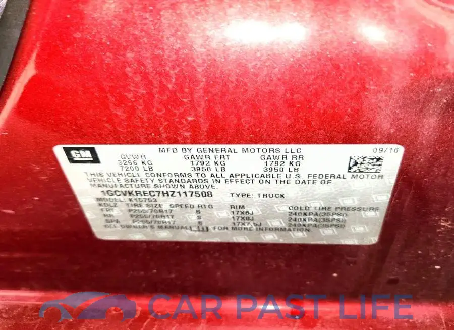 1GCVKREC7HZ117508# 12