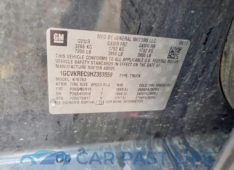 1GCVKREC9HZ353559# 12
