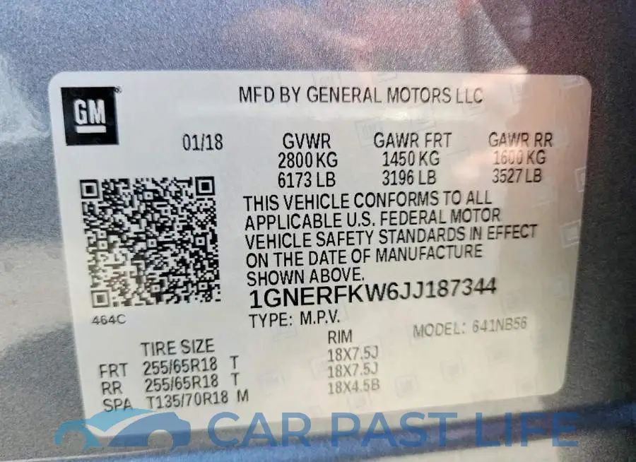 1GNERFKW6JJ187344# 13
