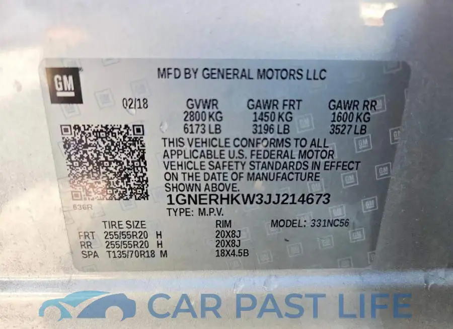 1GNERHKW3JJ214673# 13