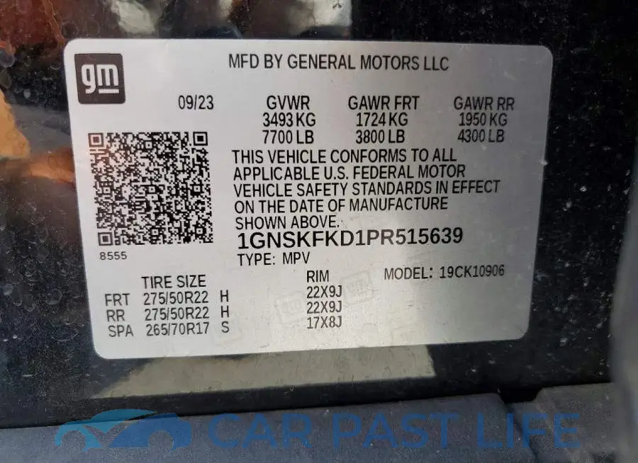 1GNSKFKD1PR515639# 12