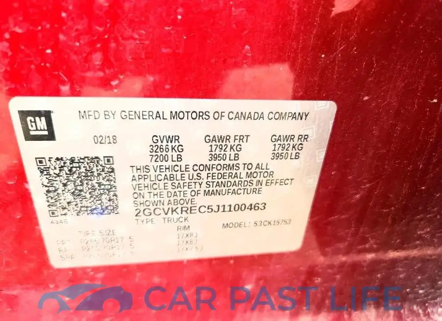 2GCVKREC5J1100463# 12
