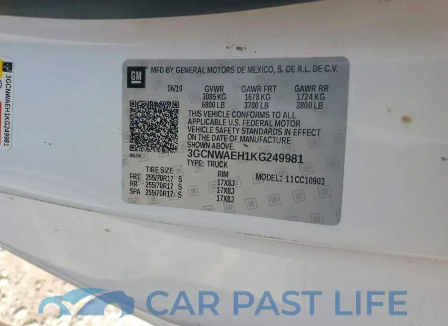 3GCNWAEH1KG249981# 12