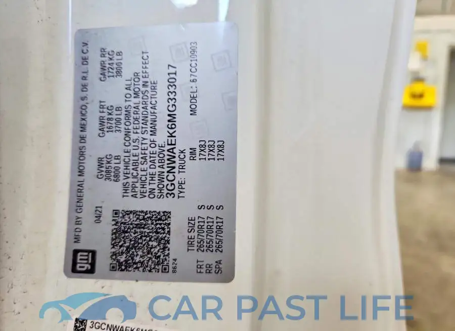 3GCNWAEK6MG333017# 12
