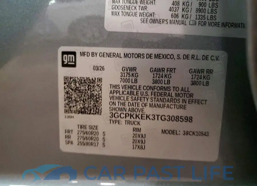 3GCPKKEK3TG308598# 12