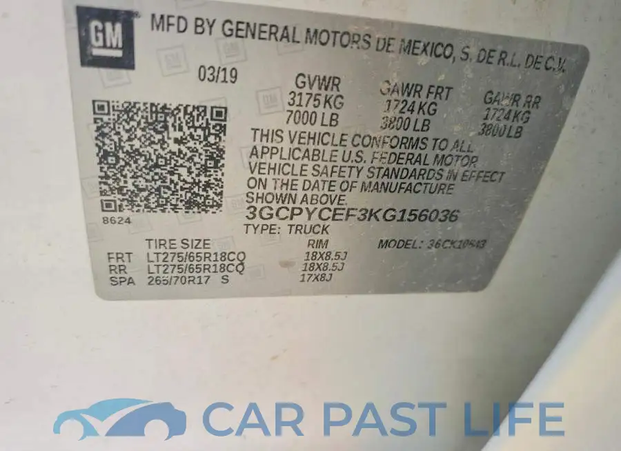 3GCPYCEF3KG156036# 12