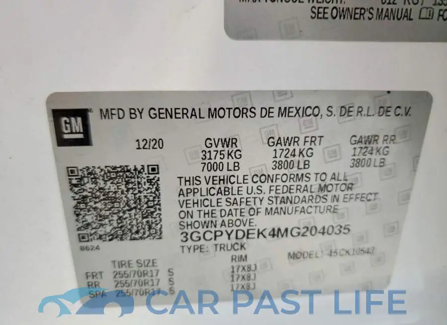 3GCPYDEK4MG204035# 12