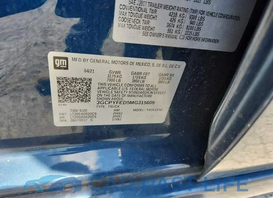 3GCPYFED5MG315609# 12
