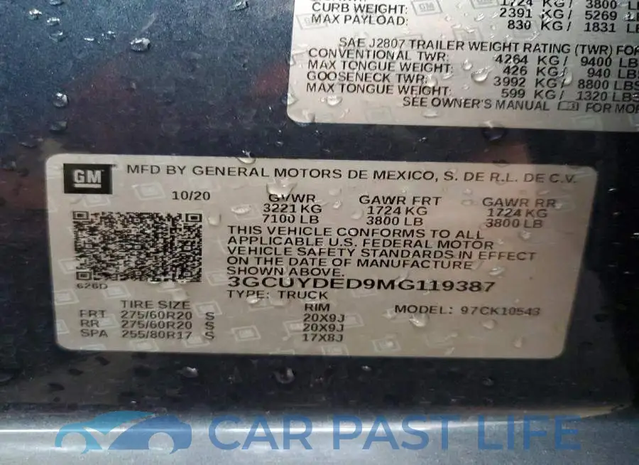 3GCUYDED9MG119387# 13